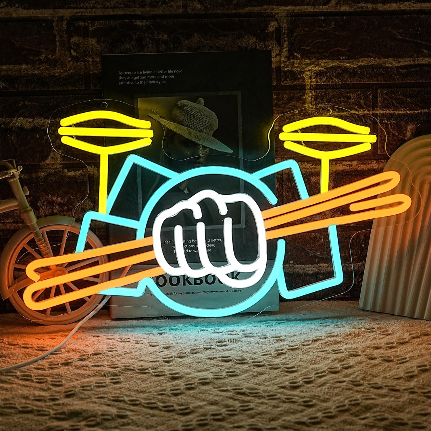 드럼 세트 네온사인 USB 전원 악기 LED 네온 조명 - Lighting Decoration Ideas 리뷰 및 가격