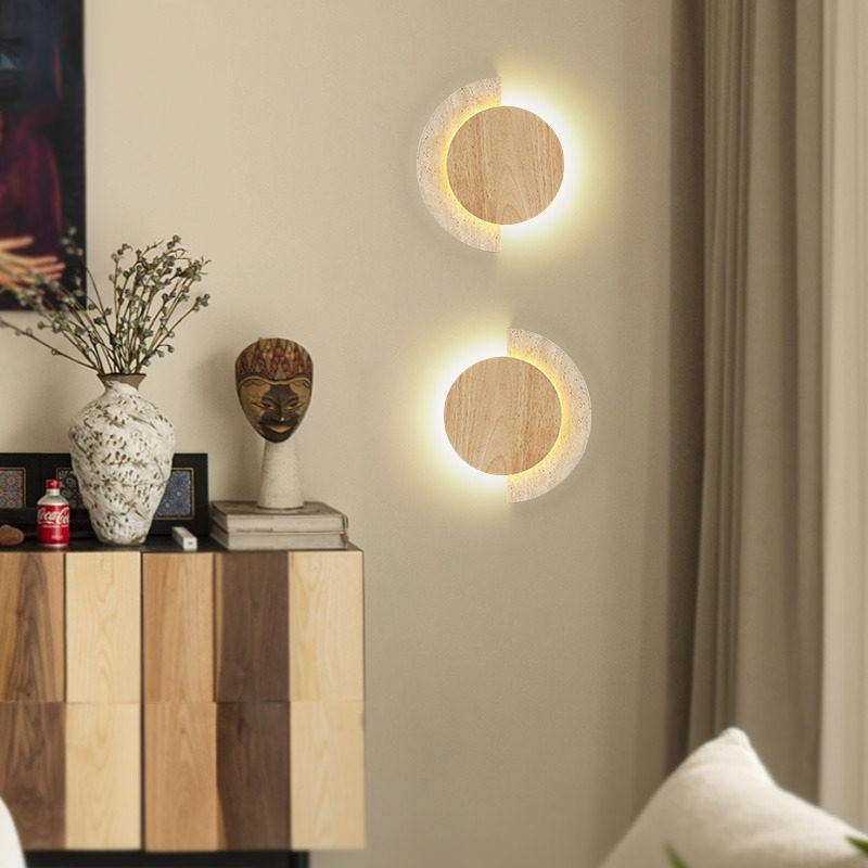 원형 침실등 와비사비 스타일 노란 트래버틴 스톤 벽등  - Lighting Decoration Ideas 리뷰 및 가격